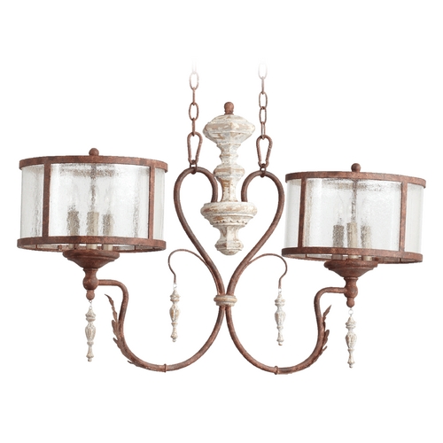 Seeded Glass Linear LIght Manchester Grey with Rust Accents by Quorum Lighting