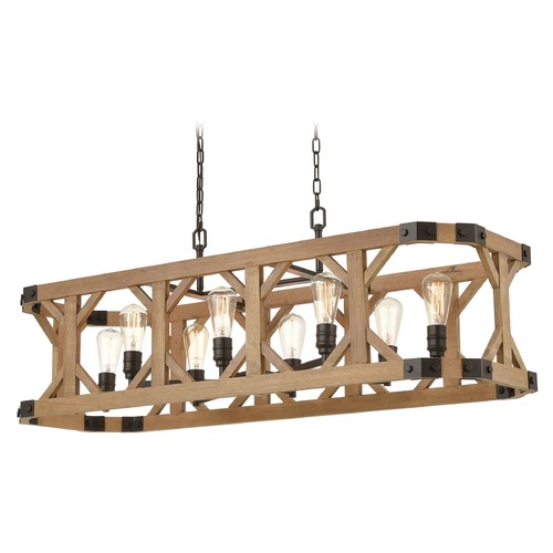 Elk Lighting Elk Lighting Structure Oil Rubbed Bronze, Natural Wood Island Light 33324/8