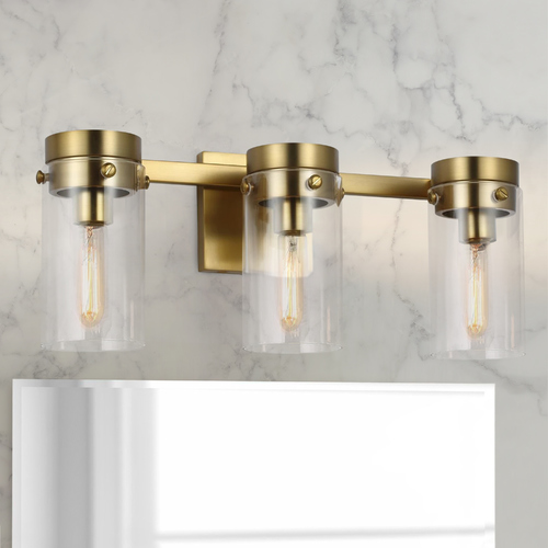 Chapman & Meyers Garrett Burnished Brass 3-Light Bath Vanity Light by Visual Comfort Studio