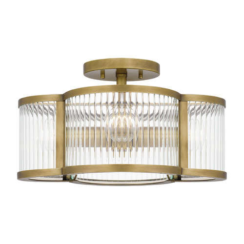 Aster 15-Inch Semi-Flush Mount in Weathered Brass by Quoizel Lighting