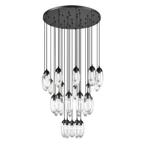 Z-Lite Arden Matte Black Multi-Light Pendant with Oblong Shade