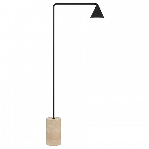 George Kovacs Task Portables Coal Black & Travertine Stone LED Swing Arm Lamp with Conical Shade