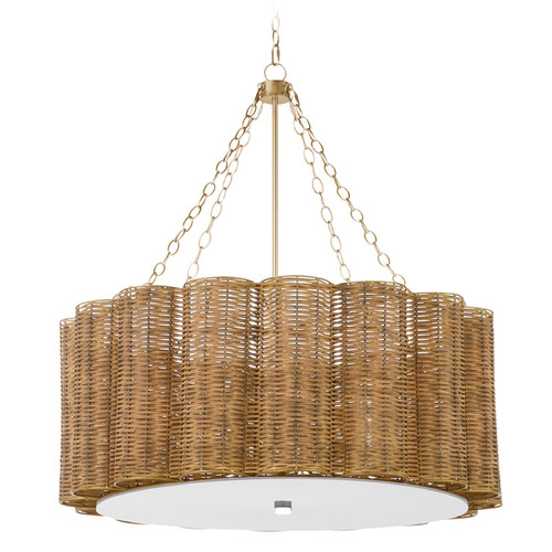 Cyan Design Bombora Natural Cane and Antique Brass Chandelier