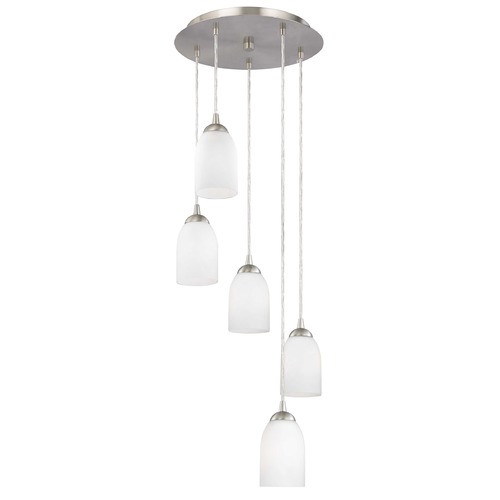 Modern Multi-Light Pendant Light with White Glass and 5-Lights