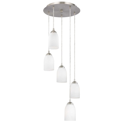 Design Classics Lighting Modern Multi-Light Pendant Light with White Glass and 5-Lights 580-09 GL1028D