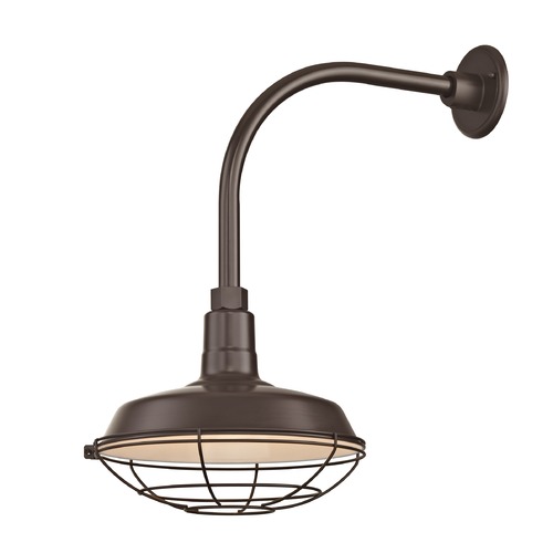 Bronze Gooseneck Barn Light with 12-Inch Caged Shade