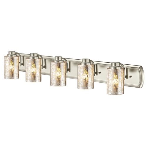 Design Classics Lighting Industrial Mercury Glass 5-Light Bathroom Light in Satin Nickel 1205-09 GL1039C