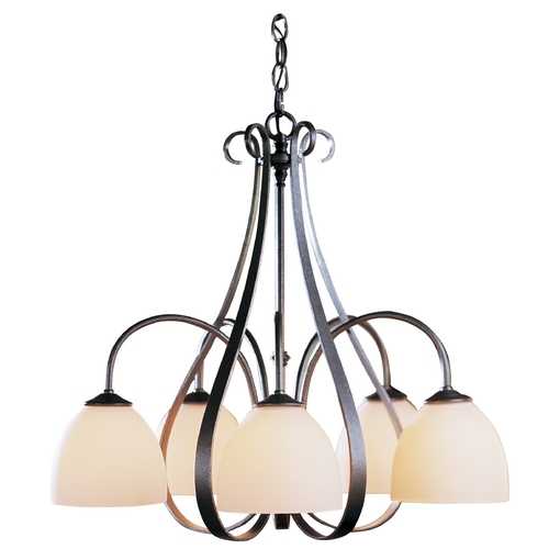 Hubbardton Forge 5-Light Chandelier with Alabaster Glass in Natural Iron