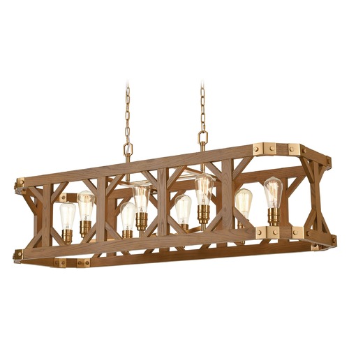 Elk Lighting Elk Lighting Structure Satin Brass, Medium Oak Island Light 33325/8