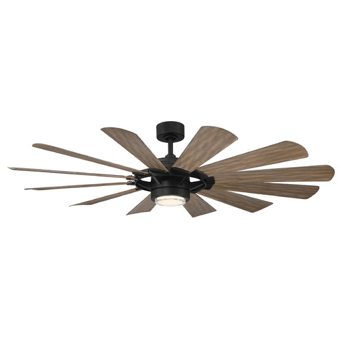 Modern Forms by WAC Lighting Modern Forms Wynd Mill Matte Black & Barn Wood LED Ceiling Fan with Light FR-W2201-65L27MBBW