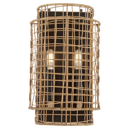 Abaca Matte Black Sconce by Quorum Lighting