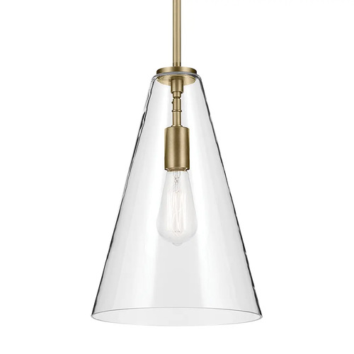 Kichler Lighting Everly Natural Brass Pendant Light with Conical Shade