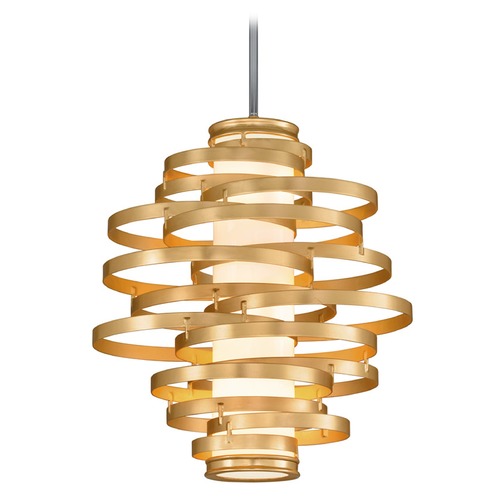 Vertigo Gold Leaf LED Pendant by Corbett Lighting
