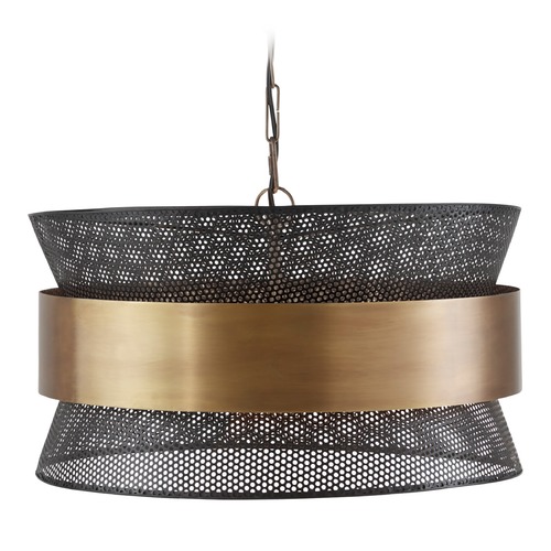 Loren 20-Inch Pendant in Patinaed Brass & Black by Capital Lighting
