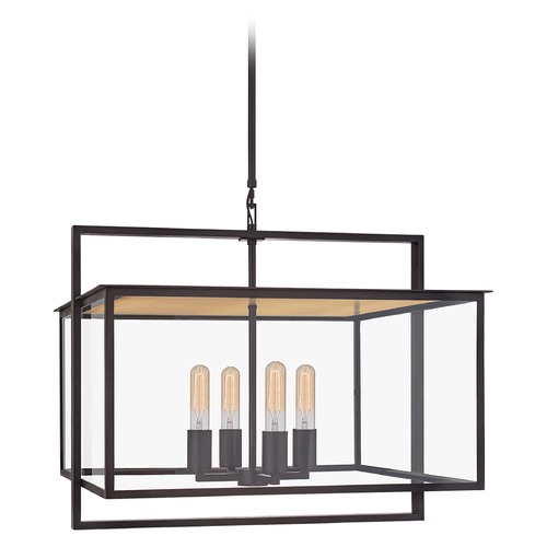 Visual Comfort Signature Collection Ian K. Fowler Halle Wide Lantern in Aged Iron by Visual Comfort Signature S5797AICG