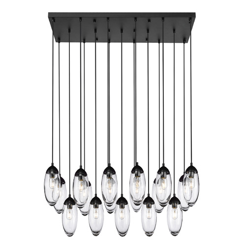 Z-Lite Arden Matte Black Multi-Light Pendant with Oblong Shade