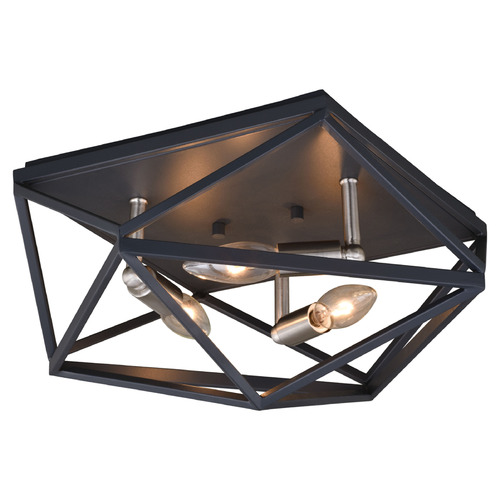 Vaxcel Lighting Hailey Black Graphite & Satin Nickel Flushmount Light