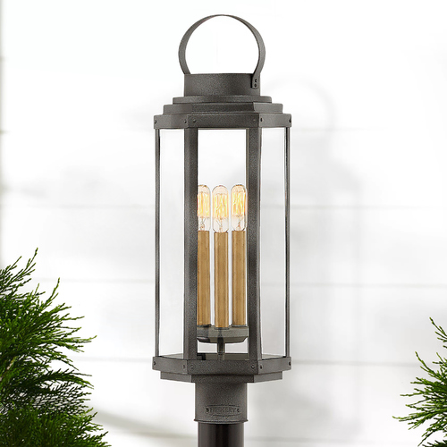 Hinkley Danbury 24.75-Inch Aged Zinc & Heritage Brass Post Light by Hinkley Lighting 2537DZ