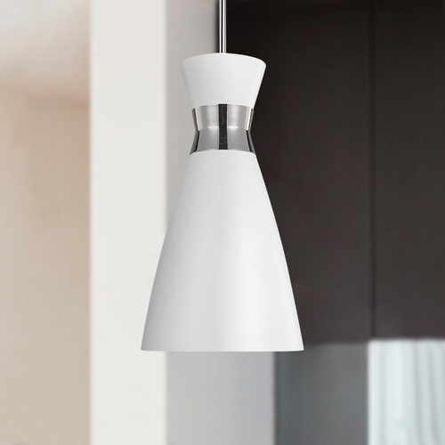 ED Ellen-DeGeneres Heath Polished Nickel & Matte White Pendant by Visual Comfort Studio