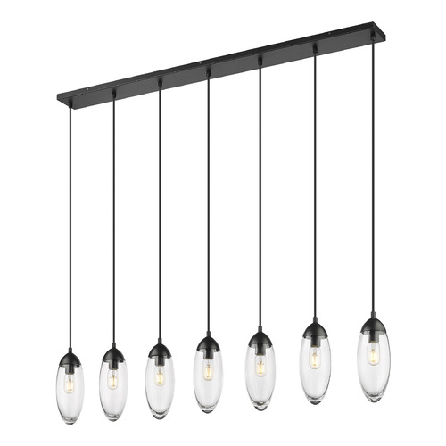 Z-Lite Arden Matte Black Multi-Light Pendant with Oblong Shade