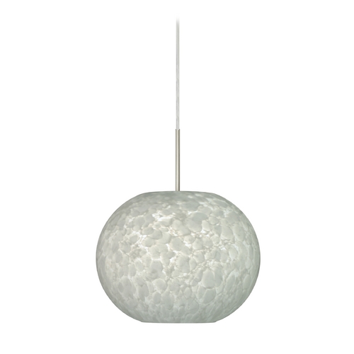 Modern Pendant Light White Glass Satin Nickel by Besa Lighting