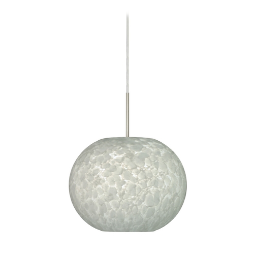 Besa Lighting Modern Pendant Light White Glass Satin Nickel by Besa Lighting 1JT-477619-SN