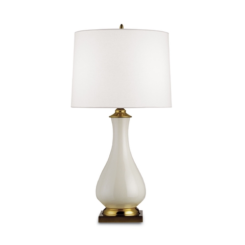 Currey and Company Lighting Table Lamp with White Shade in Cream Crackle Finish 6425