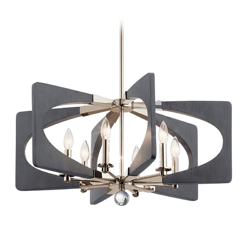 Kichler Lighting Alscar 6-Light Polished Nickel & Grey Chandelier by Kichler Lighting 44361DWG