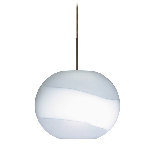 Besa Lighting Modern Pendant Light Frosted Glass Bronze by Besa Lighting 1JT-477699-BR