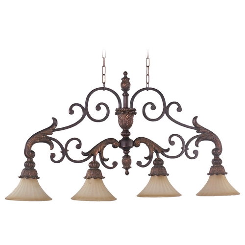 Madeleine Corsican Gold Linear LIght with Bell Shade by Quorum Lighting