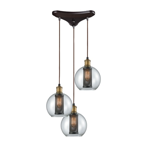 Elk Lighting Bremington Oil Rubbed Bronze / Brass Multi-Light Pendant with Bowl / Dome Shade 14530/3