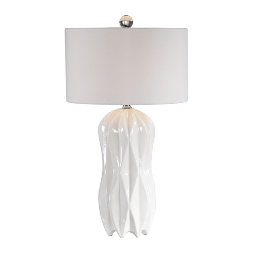 Malena Glossy White & Polished Nickel Table Lamp by Uttermost Lighting
