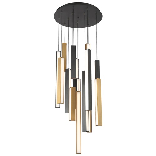 Modern Forms by WAC Lighting Chaos Black & Aged Brass LED Multi-Light Pendant by Modern Forms PD-64815R-BK/AB-BK
