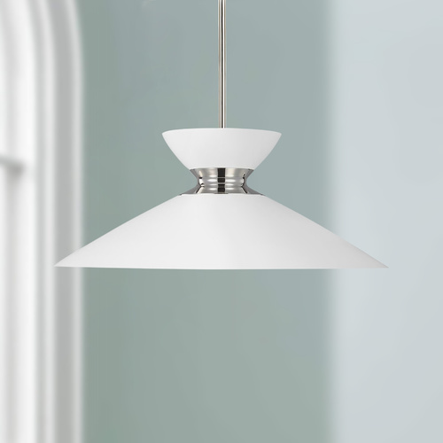 ED Ellen-DeGeneres Heath 18.50-Inch Polished Nickel & Matte White Pendant by Visual Comfort Studio