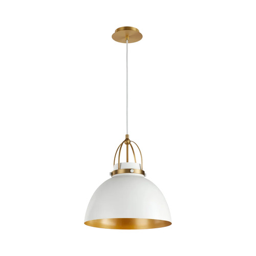 Quorum Lighting 15-Inch Pendant in Studio White & Aged Brass by Quorum Lighting 823-0880