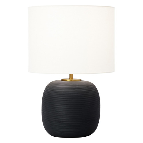 Fanny Wide Table Lamp in Rough Black Ceramic by Visual Comfort Studio