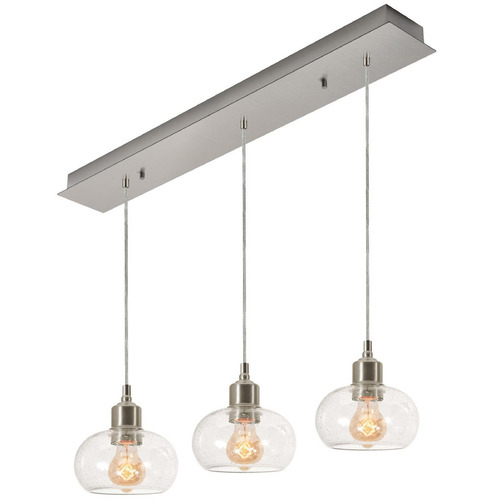 Afx Lighting Laney Satin Nickel Multi-Light Pendant with Bowl / Dome Shade