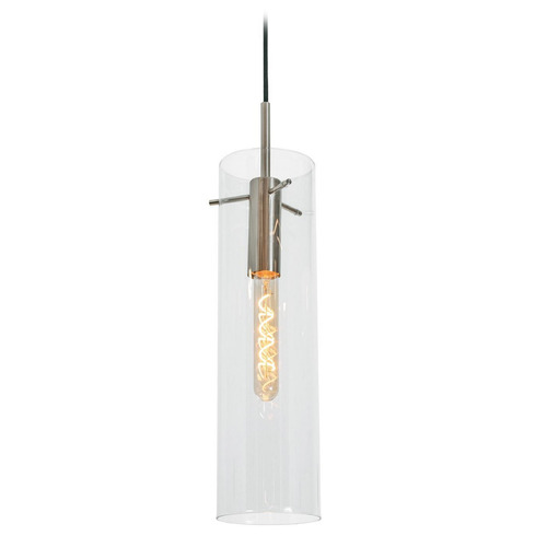 Afx Lighting Vista Satin Nickel Mini-Pendant Light with Cylindrical Shade
