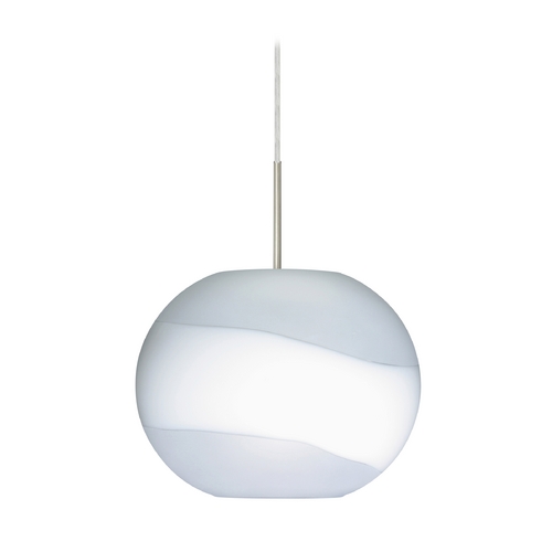 Modern Pendant Light Frosted Glass Satin Nickel by Besa Lighting