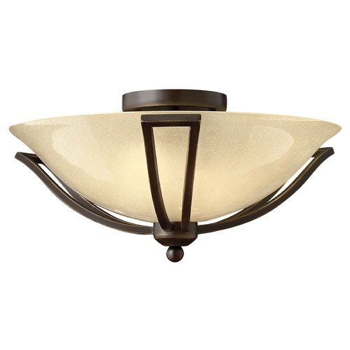 Hinkley Light Amber Seeded Glass Semi-Flushmount Light Bronze Hinkley 4660OB