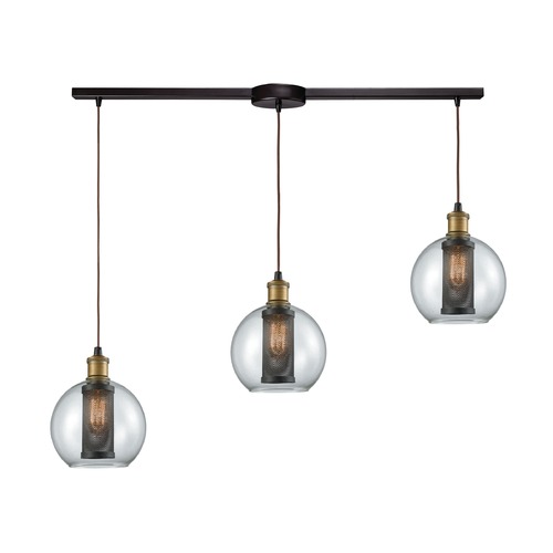 Elk Lighting Bremington Oil Rubbed Bronze / Brass Multi-Light Pendant with Bowl / Dome Shade 14530/3L