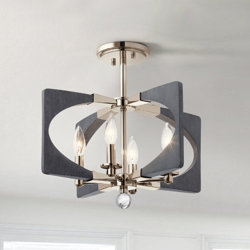 Alscar 4-Light Polished Nickel and Grey Semi-Flush Mount by Kichler Lighting