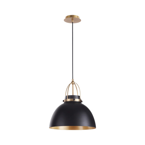 15-Inch Pendant in Matte Black & Aged Brass by Quorum Lighting