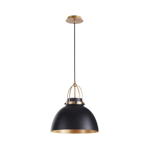 Quorum Lighting 15-Inch Pendant in Matte Black & Aged Brass by Quorum Lighting 823-5980