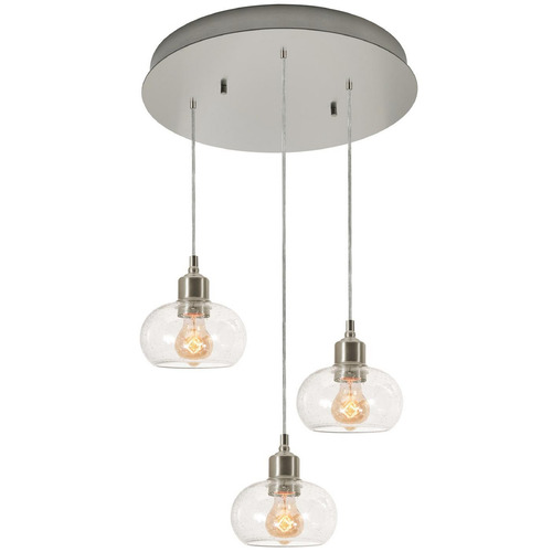 Afx Lighting Laney Satin Nickel Multi-Light Pendant with Bowl / Dome Shade