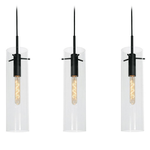 Afx Lighting Vista Black Multi-Light Pendant with Cylindrical Shade