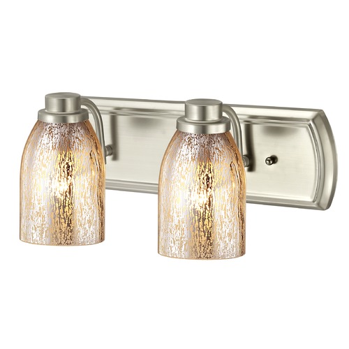 Design Classics Lighting Industrial Mercury Glass 2-Light Bath Bar in Satin Nickel 1202-09 GL1039D