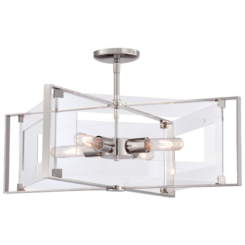 Crystal Clear Semi-Flush Mount in Polished Nickel by George Kovacs