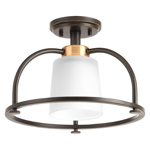 Progress Lighting West Village Semi-Flush in Bronze & Brass by Progress Lighting P350032-020