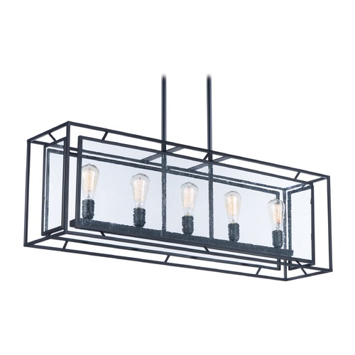 Maxim Lighting Seeded Glass Rectangle Pendant Light Black Maxim Lighting 21677CDBK/BUI